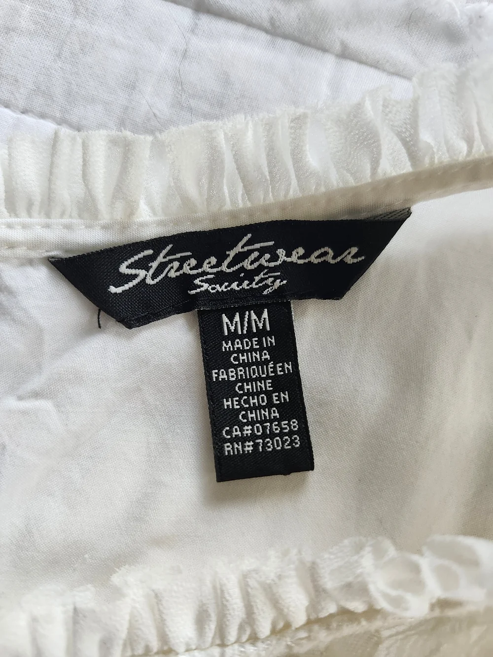 Streetwear Society White Ruffled Neck Blouse Tank Top - Picture 4 of 6